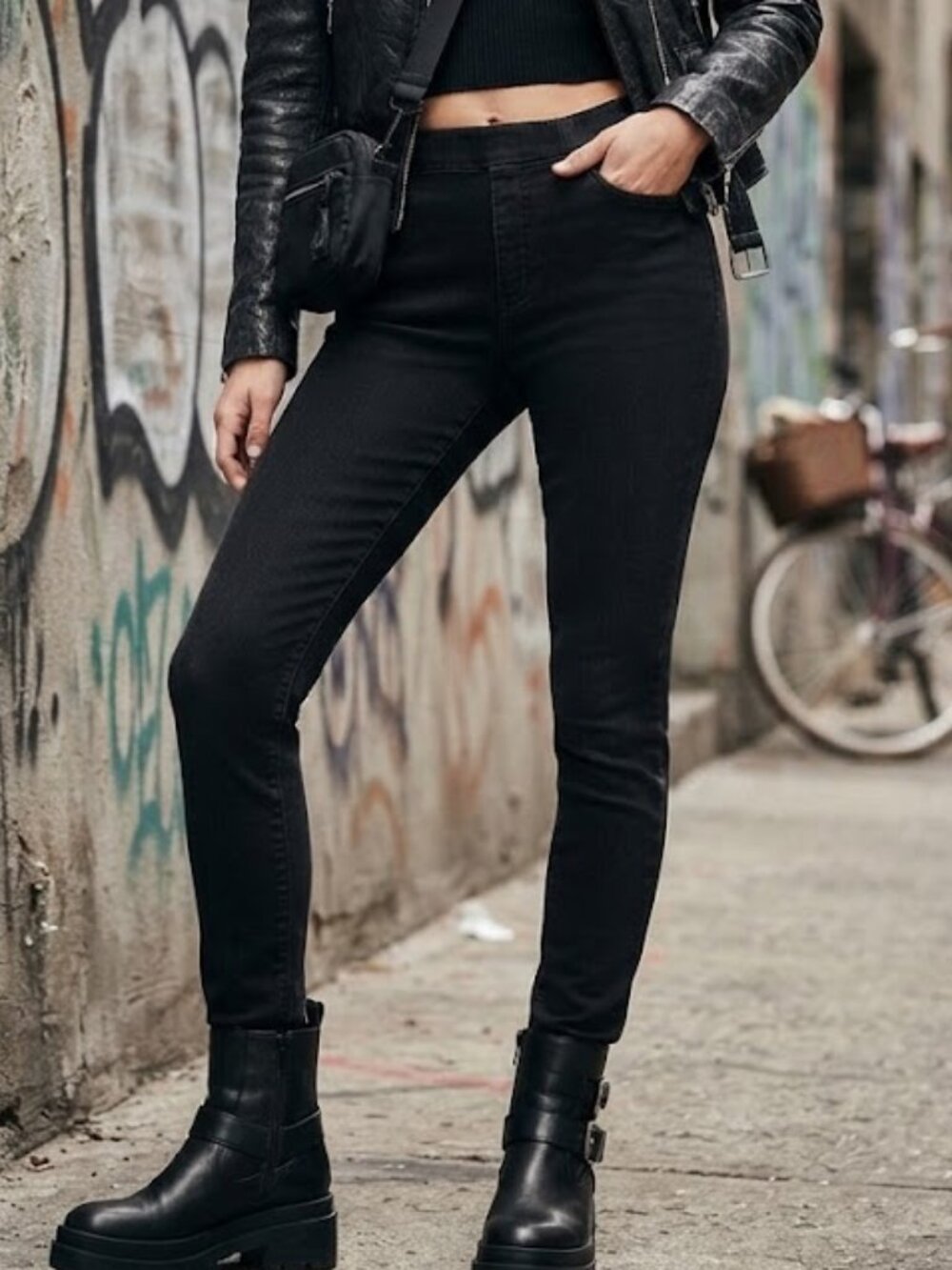Parasuco Black Pull-On Stretch Denim Jeggings Pants Size 14 Comfort Waist